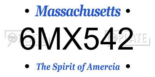 6MX542 Massachusetts License Plate
