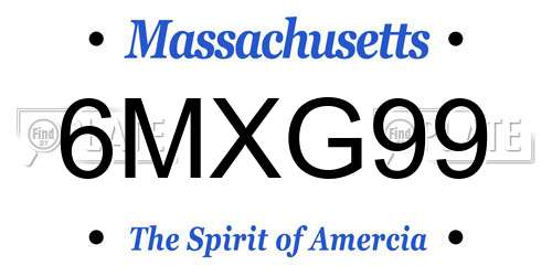 6MXG99 Massachusetts License Plate