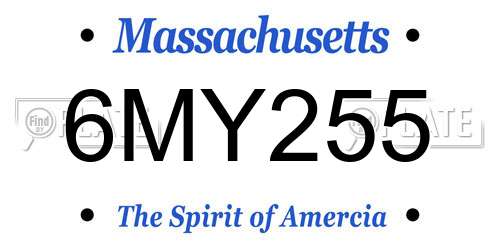 6MY255 Massachusetts License Plate