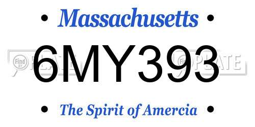 6MY393 Massachusetts License Plate