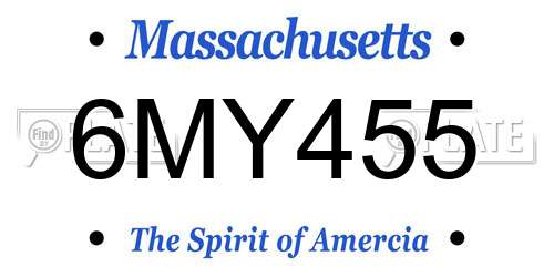 6MY455 Massachusetts License Plate