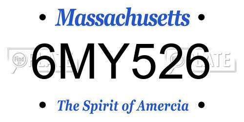 6MY526 Massachusetts License Plate