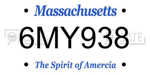 6MY938 Massachusetts License Plate