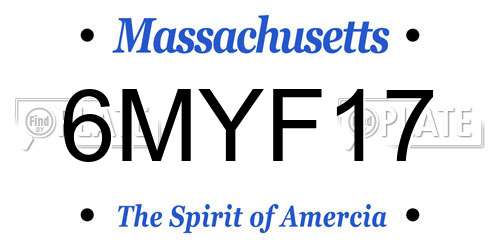 6MYF17 Massachusetts License Plate