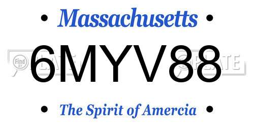 6MYV88 Massachusetts License Plate