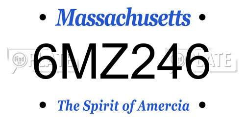6MZ246 Massachusetts License Plate