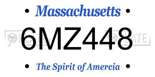 6MZ448 Massachusetts License Plate