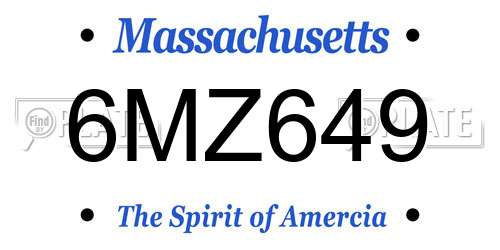 6MZ649 Massachusetts License Plate