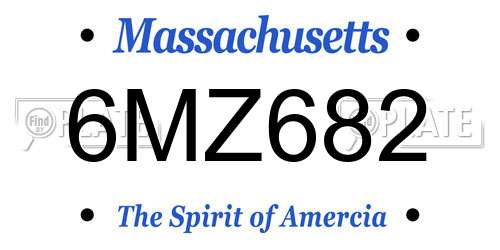 6MZ682 Massachusetts License Plate