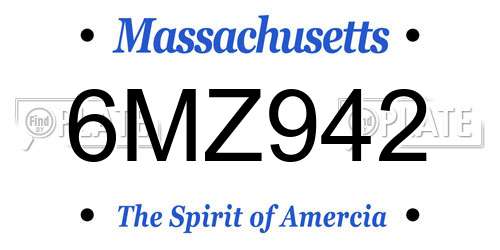 6MZ942 Massachusetts License Plate