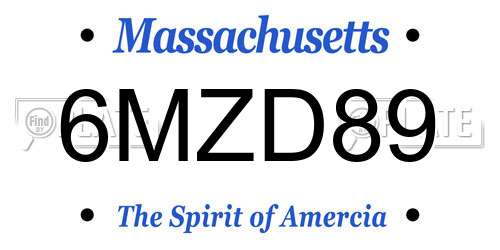 6MZD89 Massachusetts License Plate