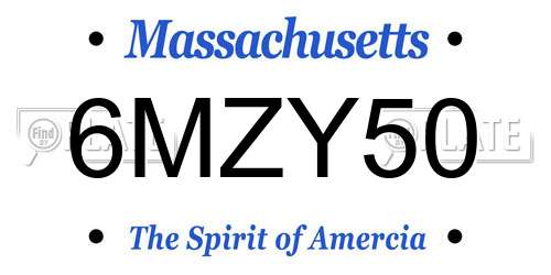 6MZY50 Massachusetts License Plate