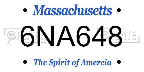 6NA648 Massachusetts License Plate