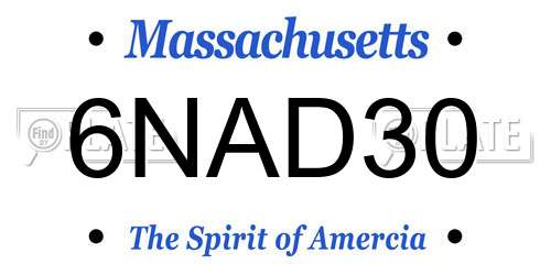 6NAD30 Massachusetts License Plate