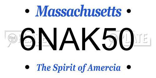 6NAK50 Massachusetts License Plate