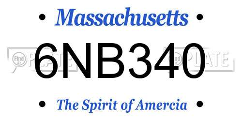 6NB340 Massachusetts License Plate