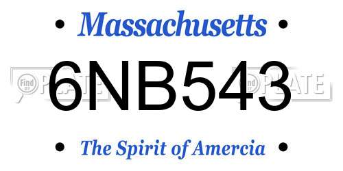 6NB543 Massachusetts License Plate