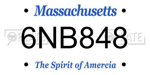6NB848 Massachusetts License Plate