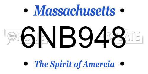 6NB948 Massachusetts License Plate