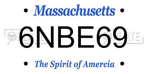 6NBE69 Massachusetts License Plate