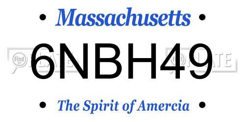 6NBH49 Massachusetts License Plate