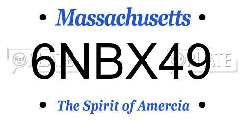 6NBX49 Massachusetts License Plate