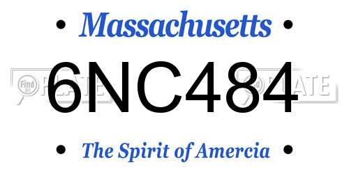 6NC484 Massachusetts License Plate