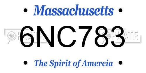 6NC783 Massachusetts License Plate