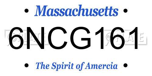 6NCG161 Massachusetts License Plate