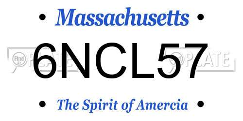 6NCL57 Massachusetts License Plate
