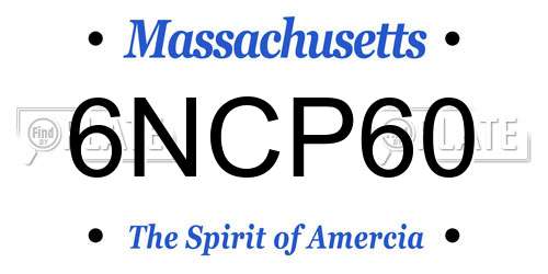 6NCP60 Massachusetts License Plate