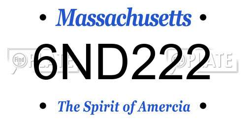6ND222 Massachusetts License Plate