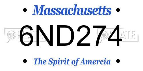 6ND274 Massachusetts License Plate