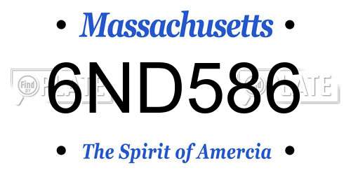 6ND586 Massachusetts License Plate