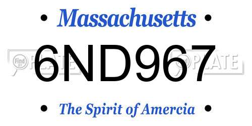 6ND967 Massachusetts License Plate
