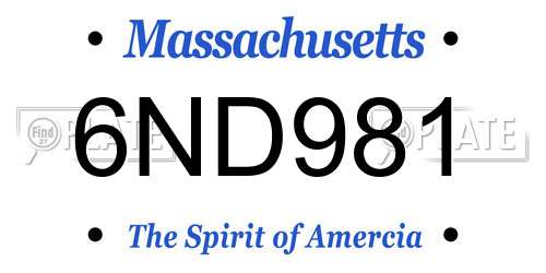 6ND981 Massachusetts License Plate