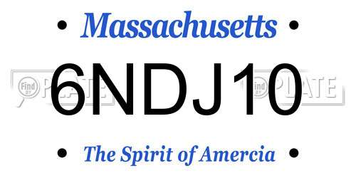 6NDJ10 Massachusetts License Plate