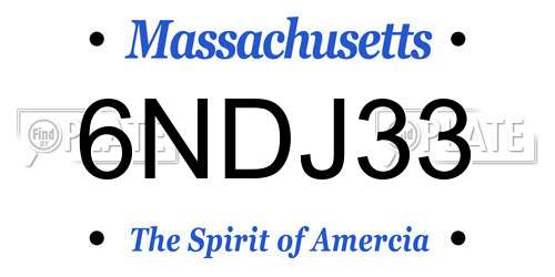 6NDJ33 Massachusetts License Plate