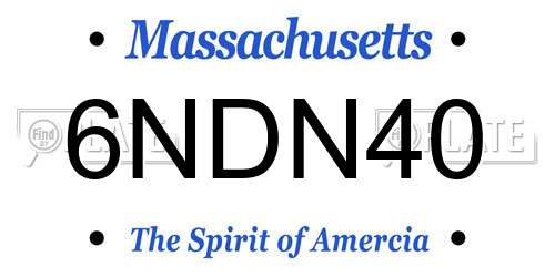 6NDN40 Massachusetts License Plate