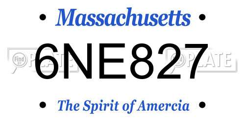 6NE827 Massachusetts License Plate