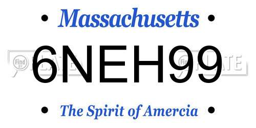 6NEH99 Massachusetts License Plate
