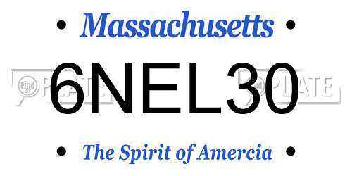 6NEL30 Massachusetts License Plate