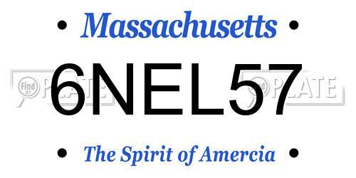 6NEL57 Massachusetts License Plate