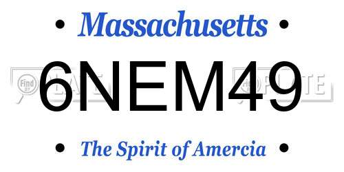 6NEM49 Massachusetts License Plate
