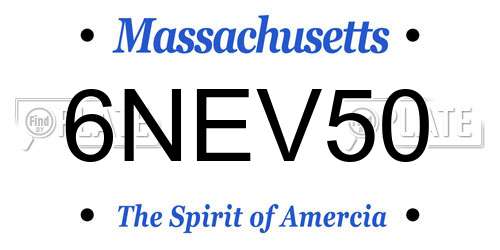 6NEV50 Massachusetts License Plate