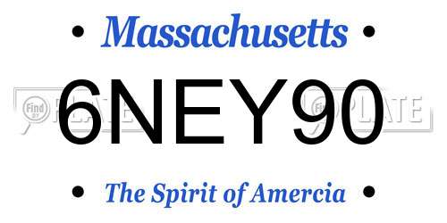 6NEY90 Massachusetts License Plate