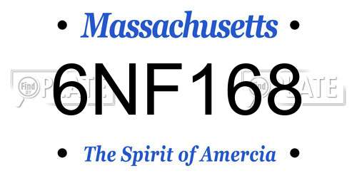 6NF168 Massachusetts License Plate