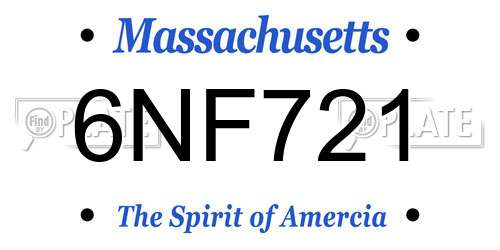 6NF721 Massachusetts License Plate