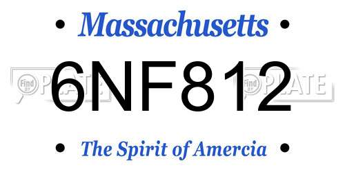 6NF812 Massachusetts License Plate