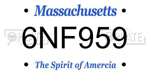 6NF959 Massachusetts License Plate